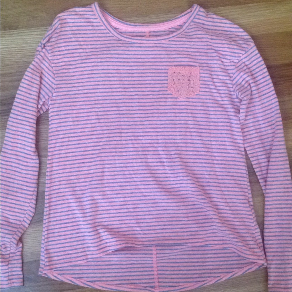 Melon and gray long sleeve shirt